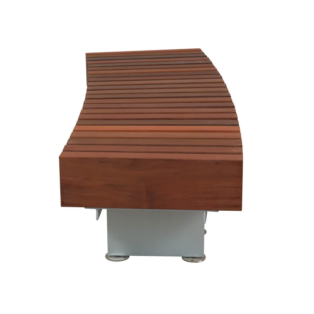 76" Timber Curved Backless Bench, Tropical Hardwood Slats