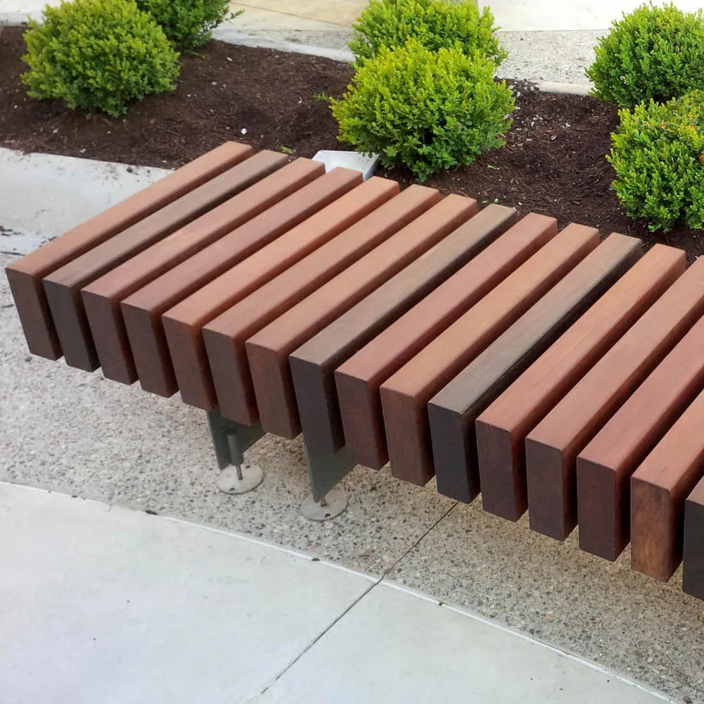 76" Timber Curved Backless Bench, Tropical Hardwood Slats