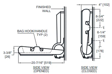 ASI® 9012 BABY CHANGING STATION -  HORIZONTAL, HDPE PLASTIC, SURFACE MOUNTED