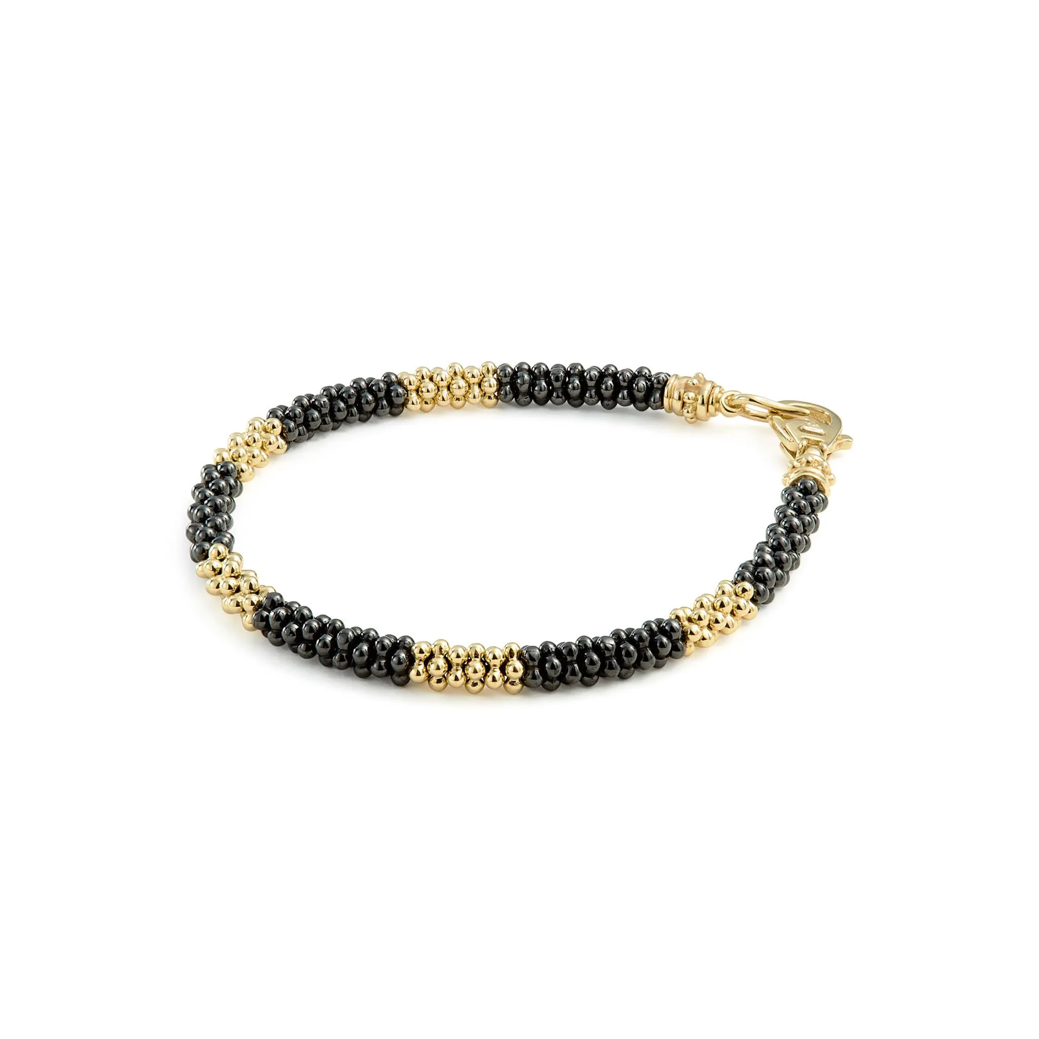 Black Caviar Five Large Station Gold and Ceramic Bracelet