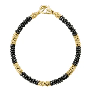 Black Caviar Five Large Station Gold and Ceramic Bracelet