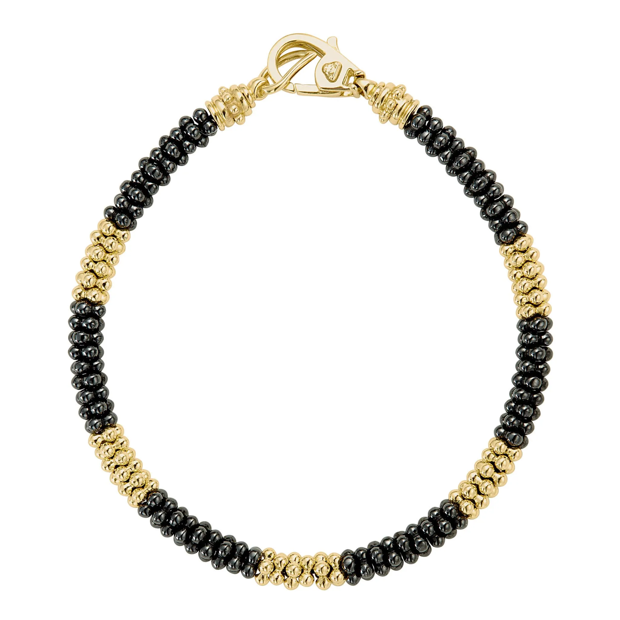 Black Caviar Five Large Station Gold and Ceramic Bracelet