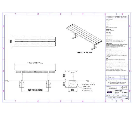 Citi Elements Powder Coated and Softwood Timber Bench