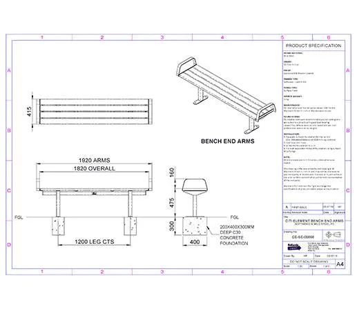 Citi Elements Powder Coated and Softwood Timber Bench