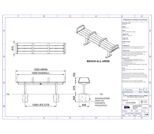 Citi Elements Powder Coated and Softwood Timber Bench