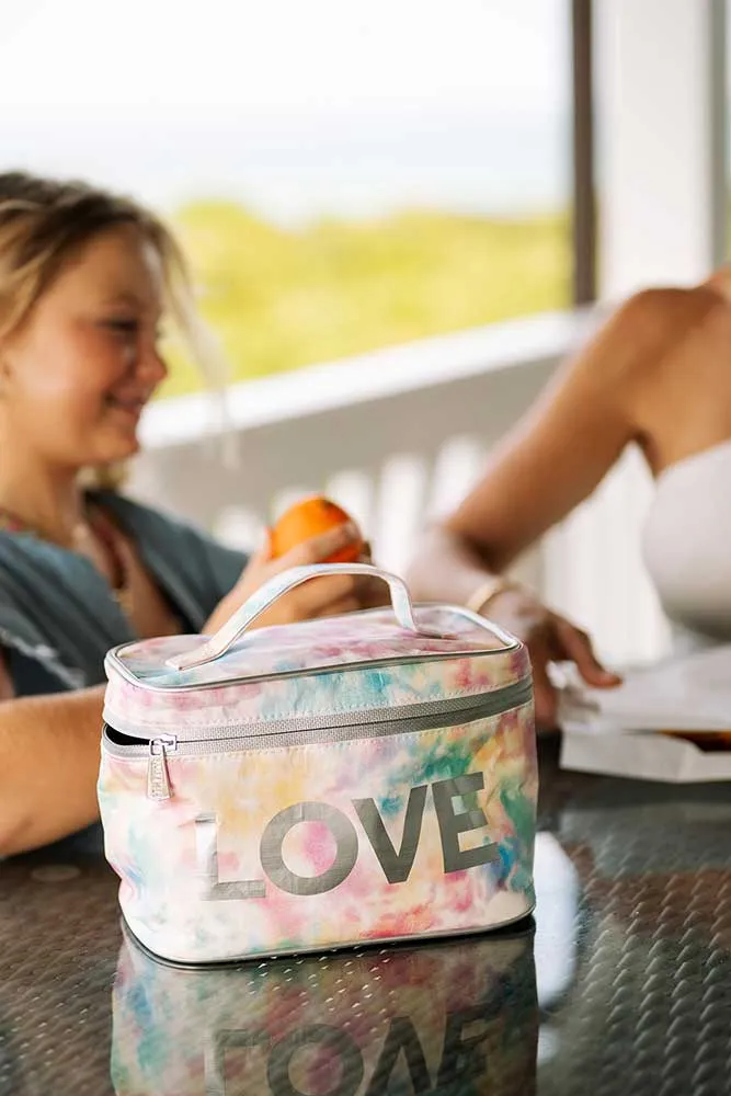 Cosmetic Case or Lunch Box - Watercolor Tie Dye with "LOVE"