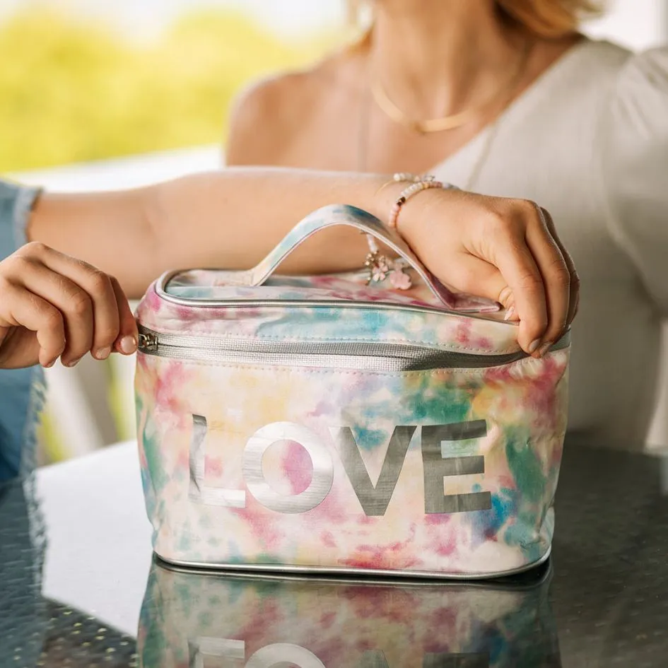 Cosmetic Case or Lunch Box - Watercolor Tie Dye with "LOVE"