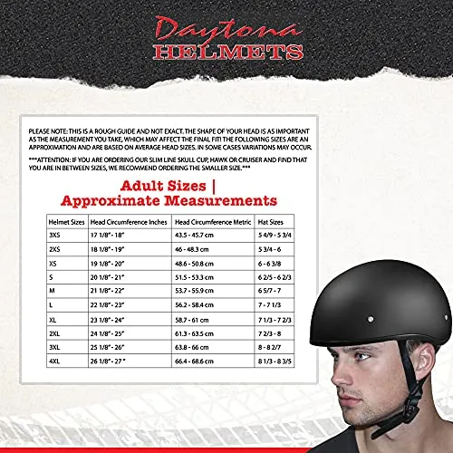 Daytona Helmets Half Skull Cap Motorcycle Helmet Dot Approved Dull Black Large
