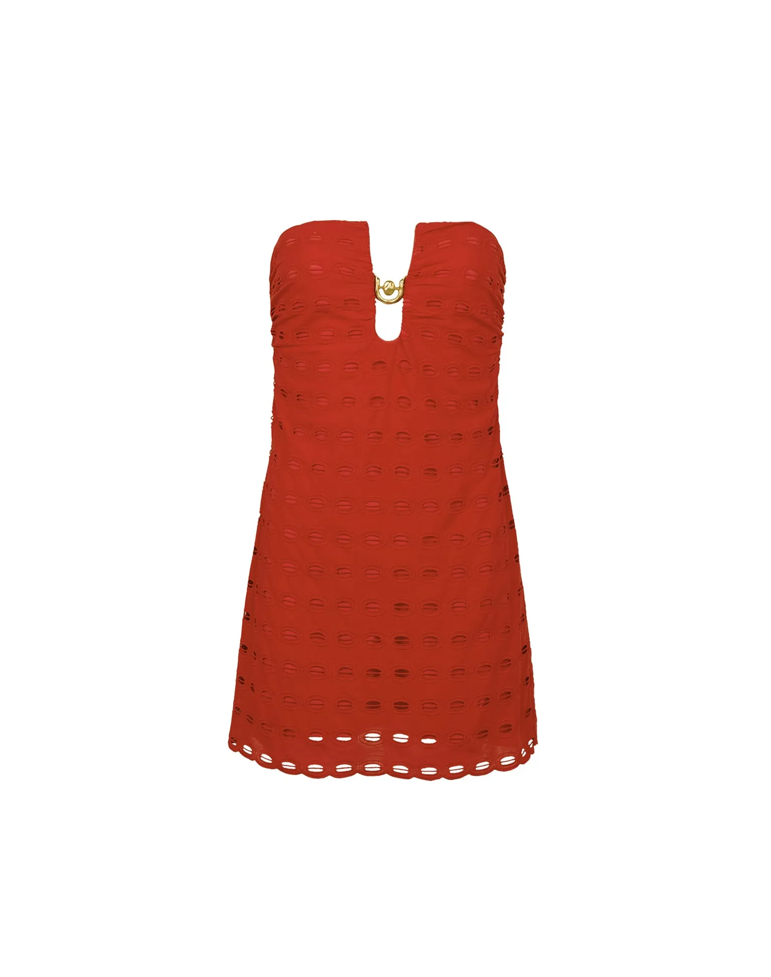 Eyelet Dora Mini Dress - Ruby