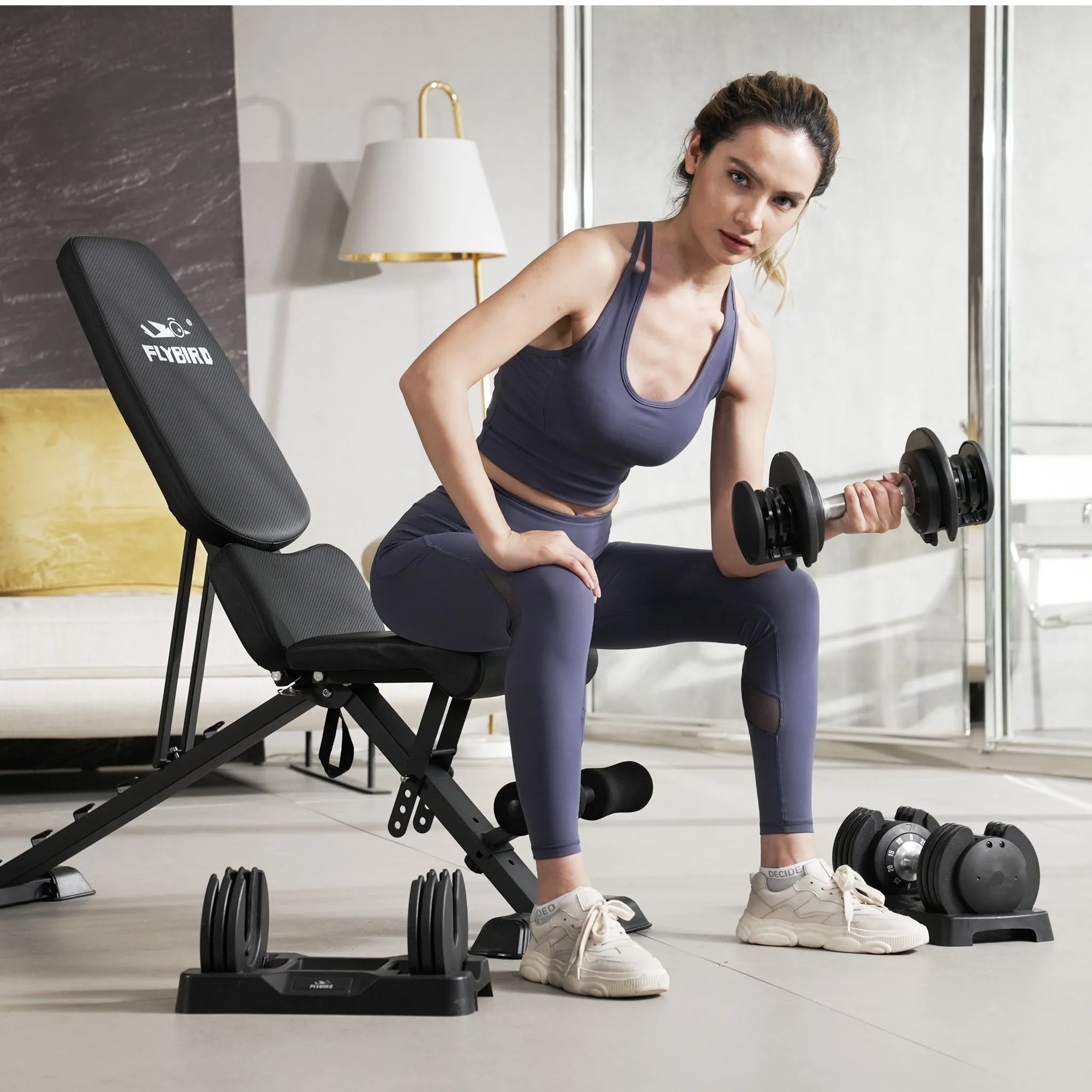 FLYBIRD Adjustable Weight Bench with Lumbar Support WP129