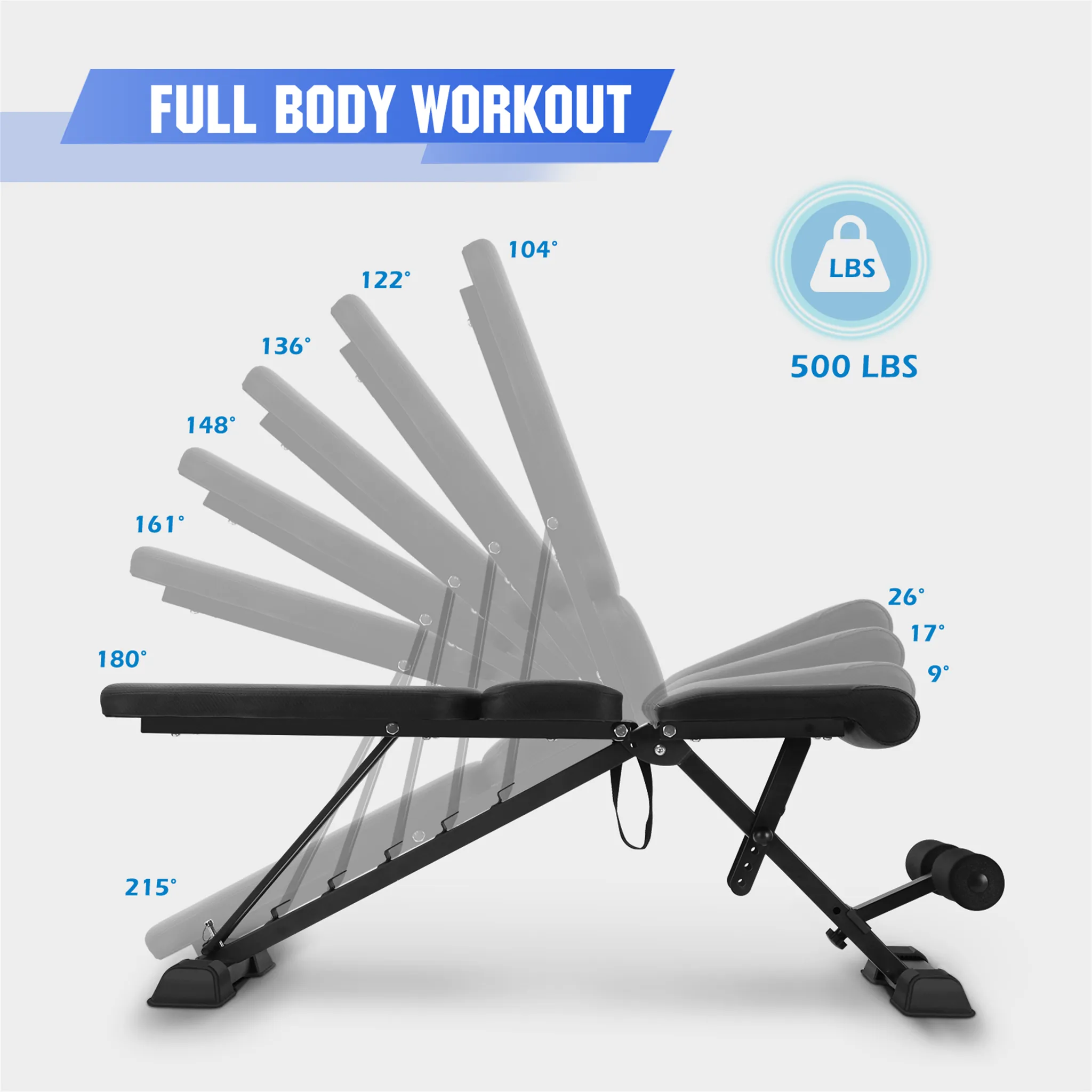 FLYBIRD Adjustable Weight Bench with Lumbar Support WP129