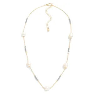 Grey Bead and Pearl Necklace