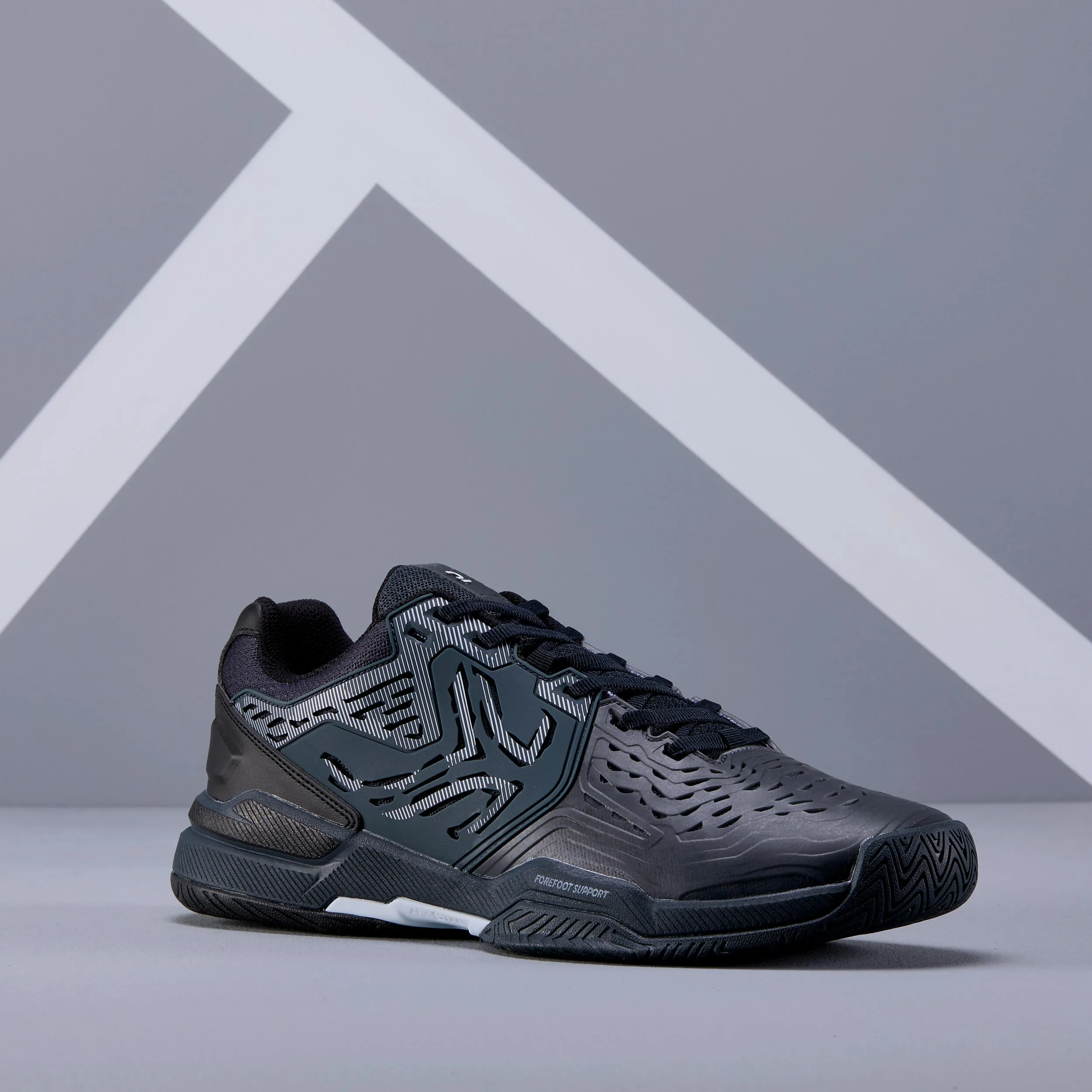 Men's tennis shoes - TS560 Multicourt Black ARTENGO, charcoal grey/black/light grey