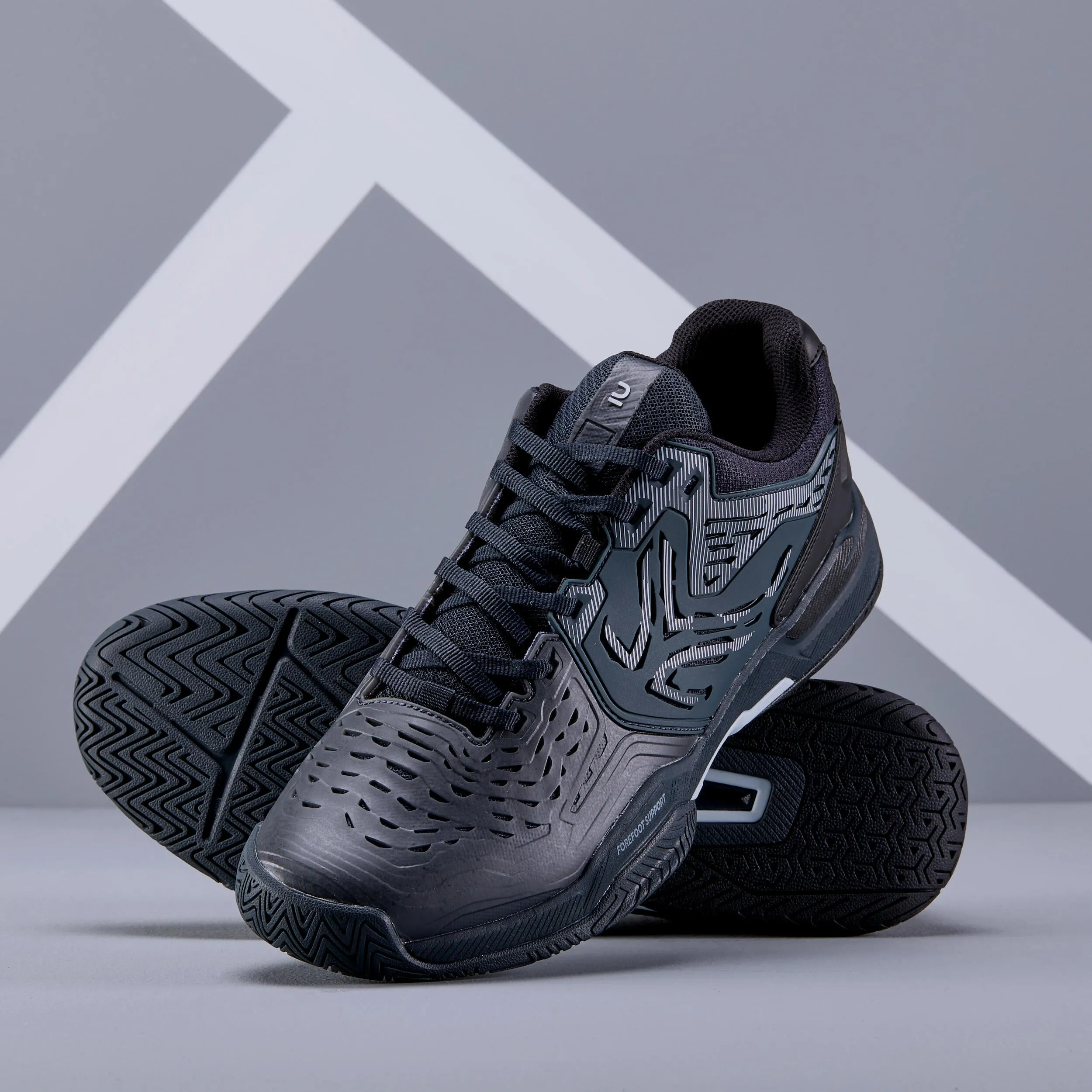Men's tennis shoes - TS560 Multicourt Black ARTENGO, charcoal grey/black/light grey