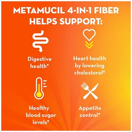 Metamucil Orange Smooth Texture Real Sugar On The Go 30 Packs