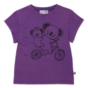 Minti Biking Koalas Tee - Purple Wash