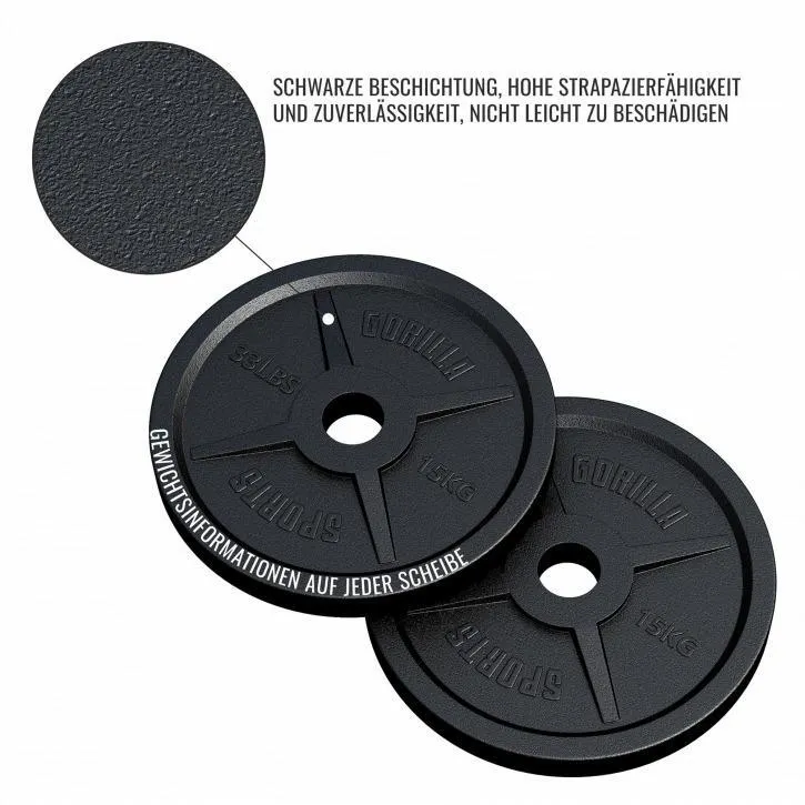 Olympic Cast Iron 30KG Weight Plate Set 50/51 mm - 2x 15KG