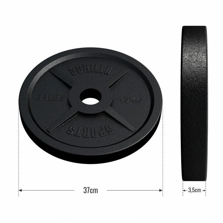 Olympic Cast Iron 30KG Weight Plate Set 50/51 mm - 2x 15KG