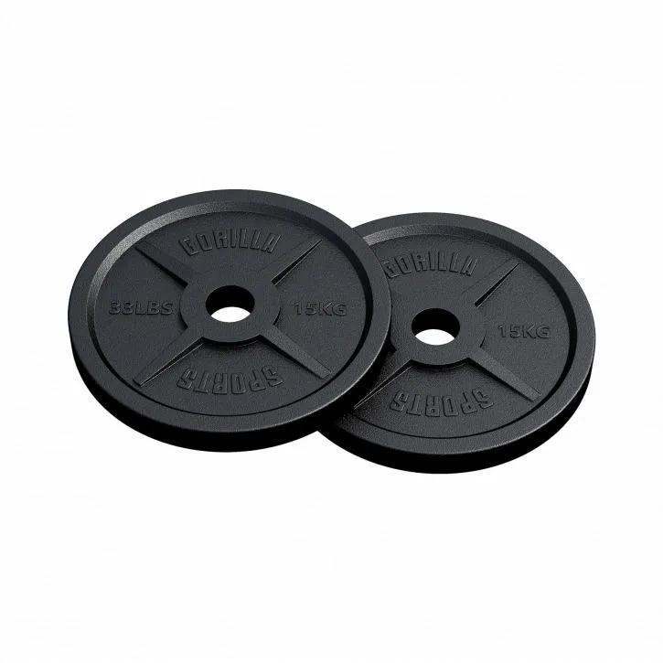 Olympic Cast Iron 30KG Weight Plate Set 50/51 mm - 2x 15KG