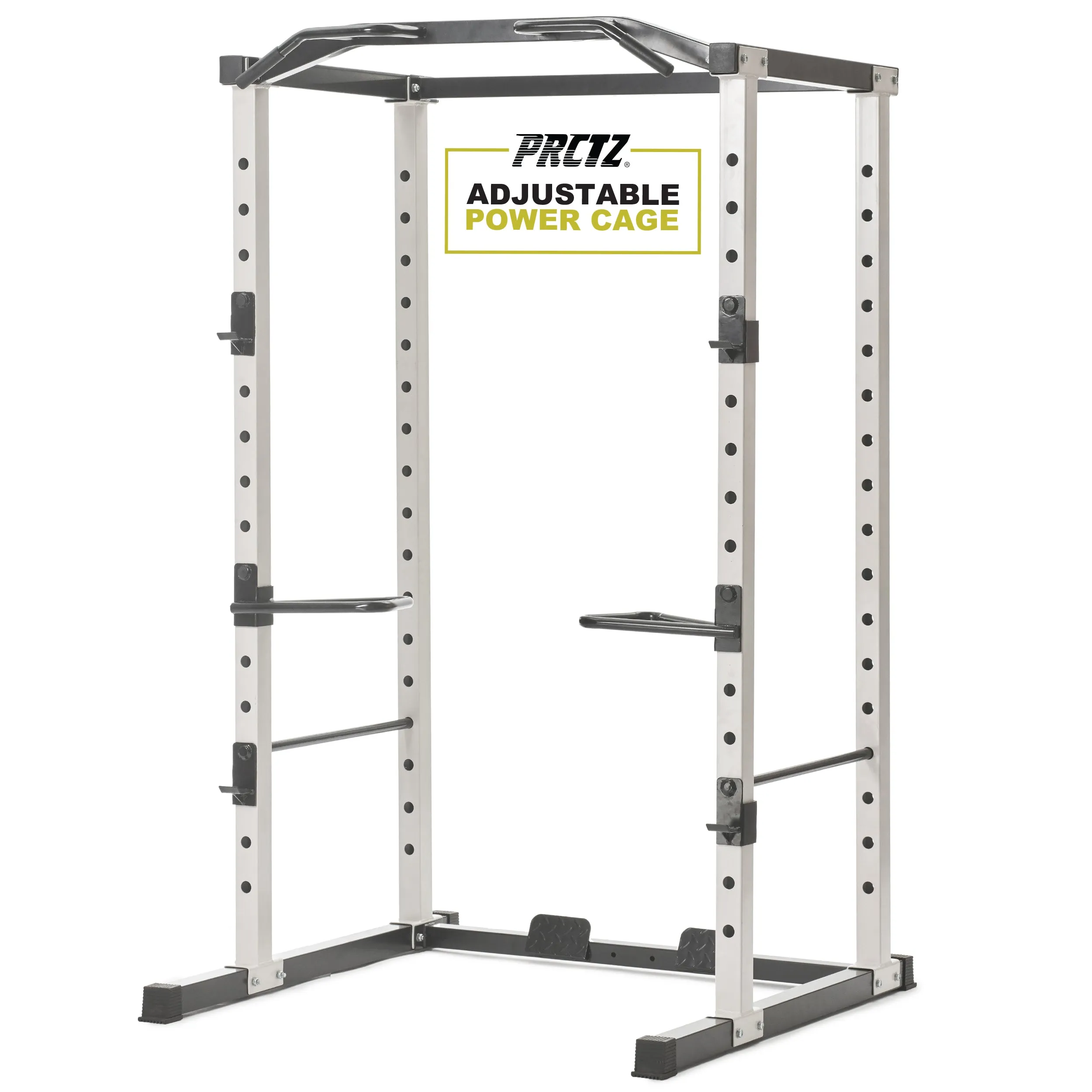 PRCTZ Adjustable Power Cage, 1000 lb. Capacity, Weight Lift Cage with Pull Up Bar, Dip Station, J-Hooks, and Squat Rack