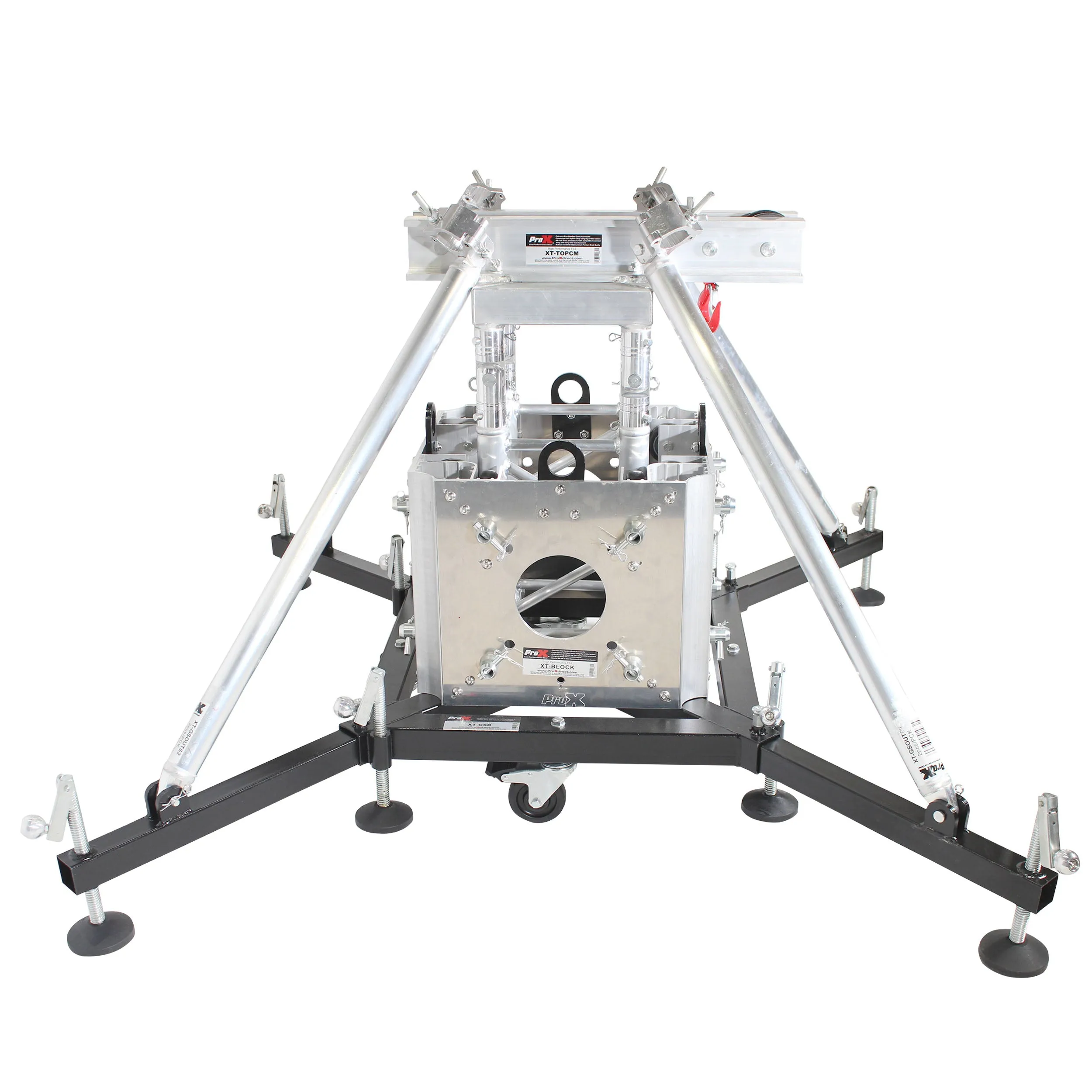 ProX XTP-GSBPACK164 Truss Tower Stage Roofing System Package -Top Block | Hinges | Base | Outriggers and 1.64 Ft. 2 mm Wall Truss Segment