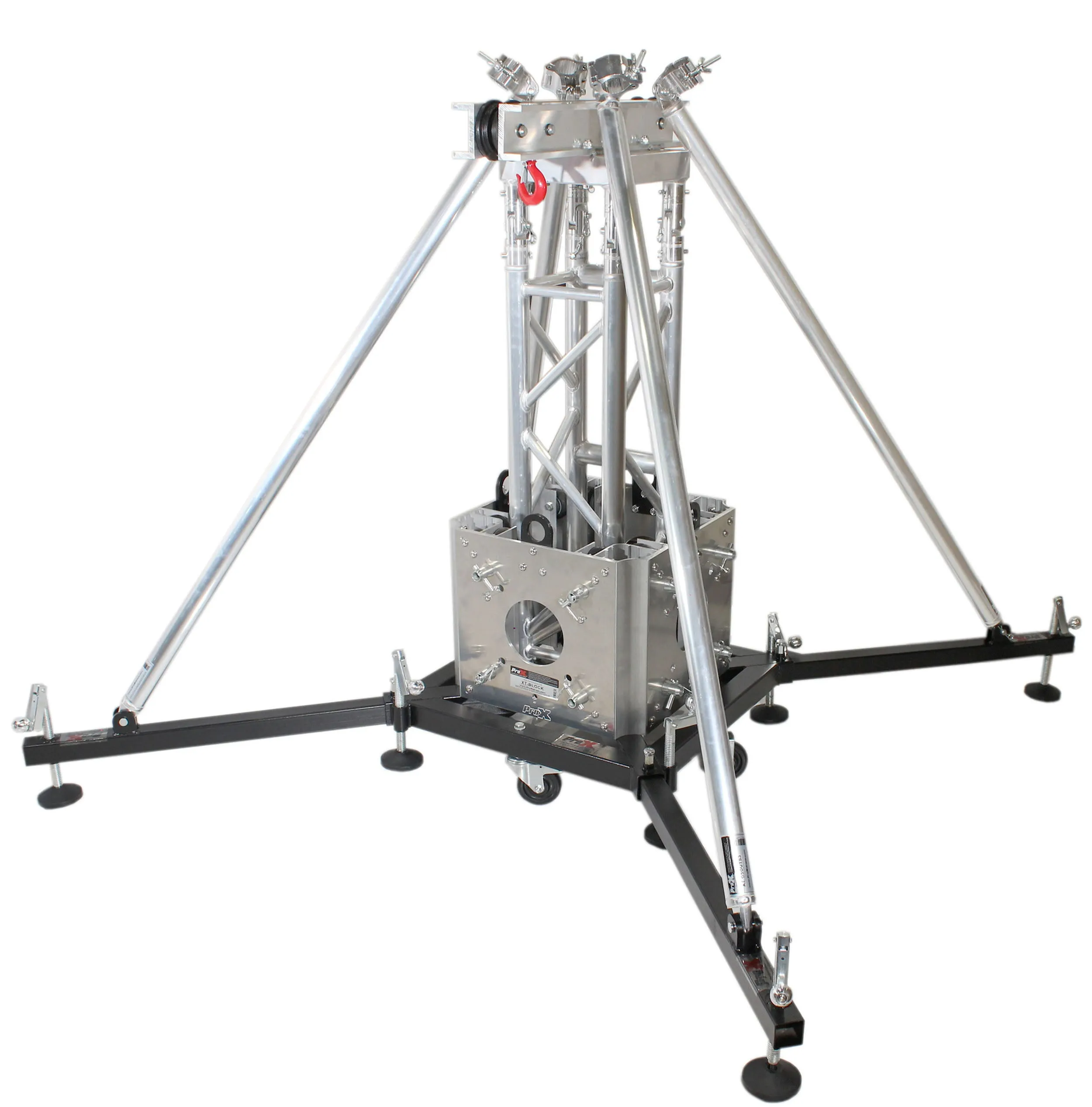 ProX XTP-GSBPACK3 PRO Truss Tower Stage Lift System Package -Top Block | Hinges | Base | Outriggers and 3.28 Ft. 3 mm Ladder Truss Segment