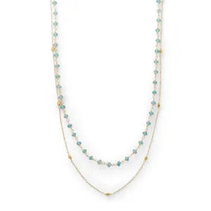 Two Strand 14 Karat Gold Plated Apatite Necklace