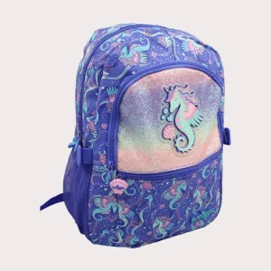 Unicorn Seahorse Purple 17 Inches Backpack