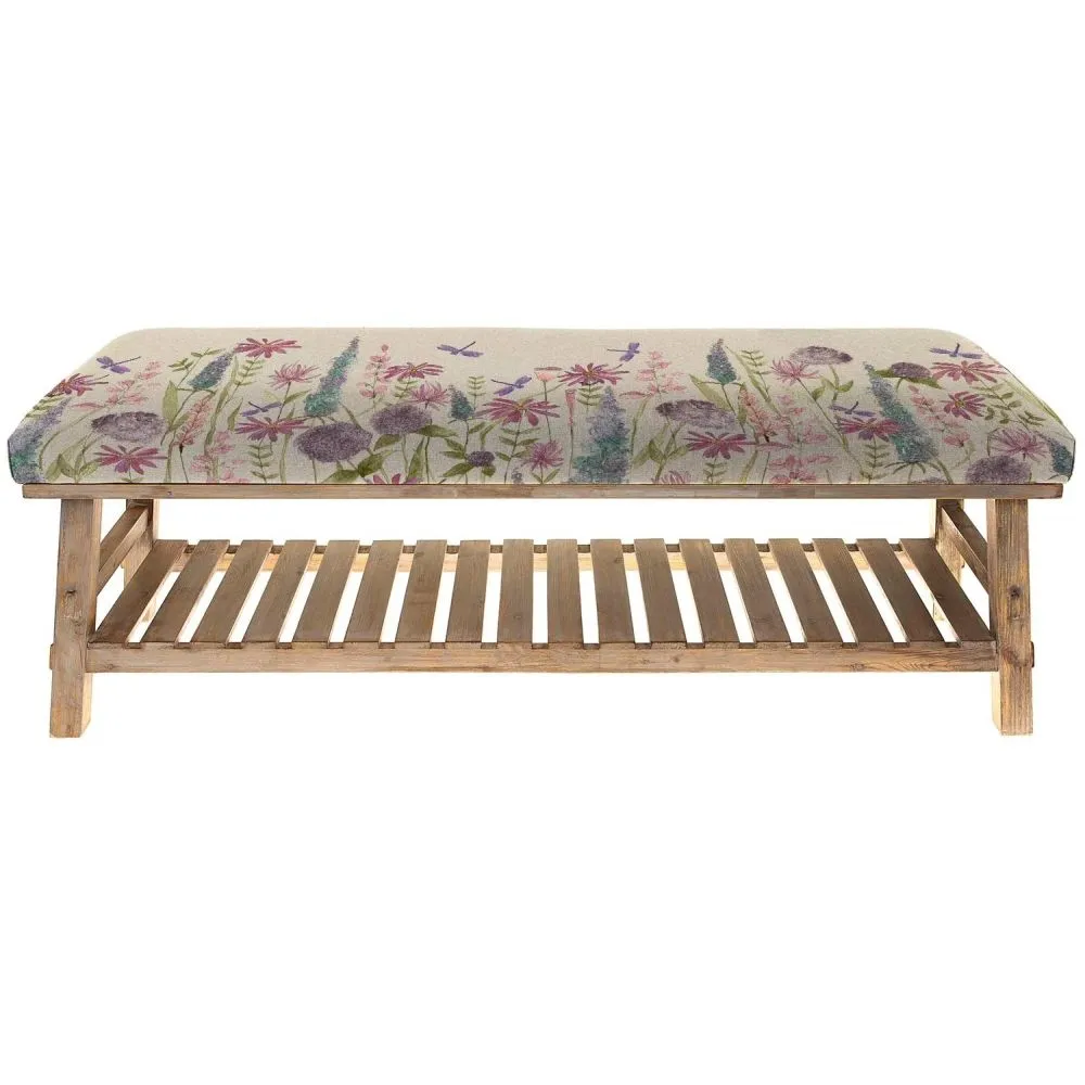 Voyage Maison 138cm Florabunda Verde Linen Rupert Bench