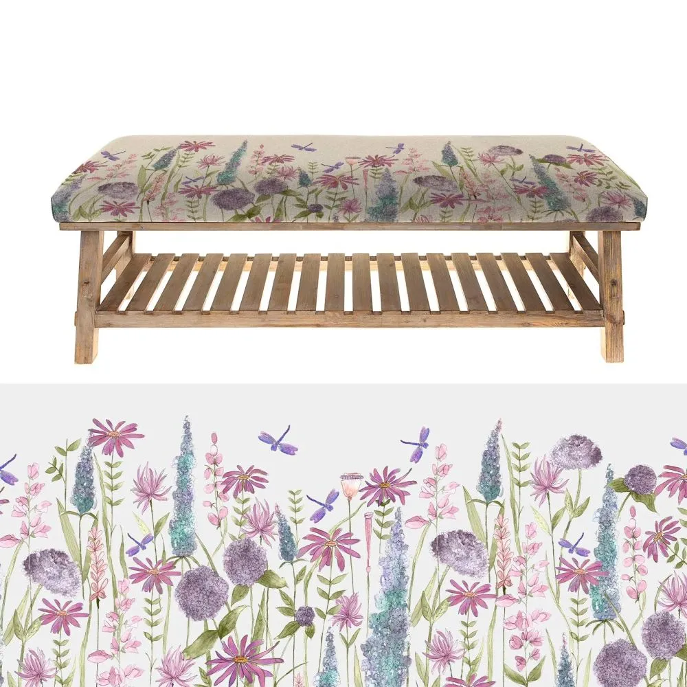 Voyage Maison 138cm Florabunda Verde Linen Rupert Bench