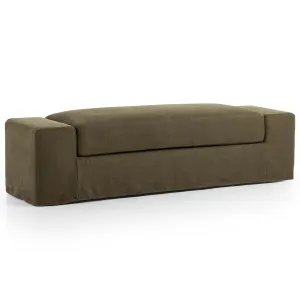 Wide Arm Slipcover Bench, Brussels Coffee