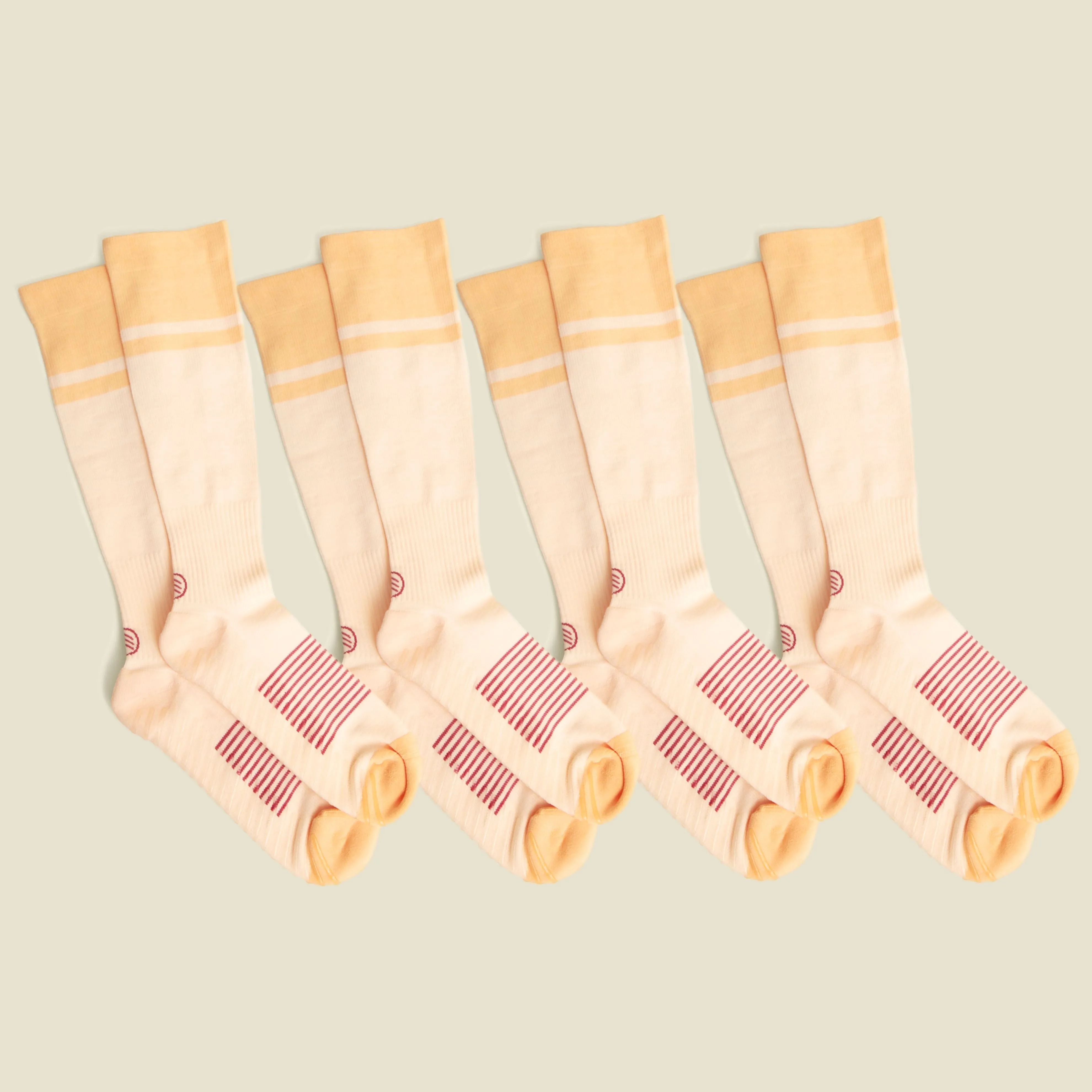 Women's Orange/Pink Compression Socks with Grips - 4 Pairs